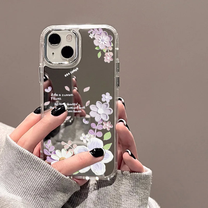 Rose Flower Mirror Phone Case For iPhone