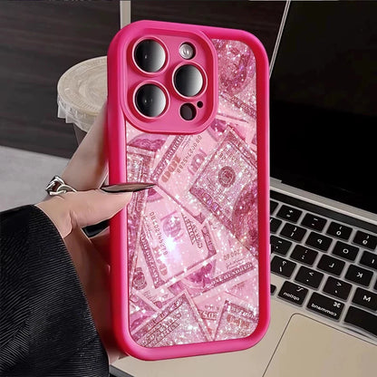 Pink Dollars Full-Coverage Banknote Design Silicone Phone Case For iPhone