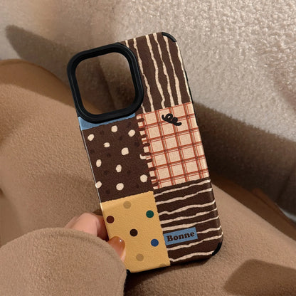 Korean INS Retro Splicing Pattern With Wrist Bracelet Case For iPhone