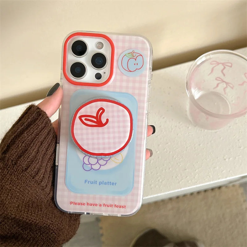 Summer Fruit Banana Grape Apple Graffiti Retro plaid Phone Case