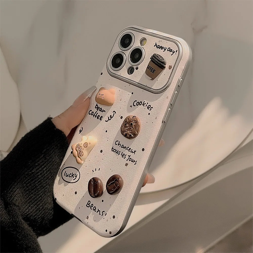 Cute Bear Coffee Phone Case, For iPhone