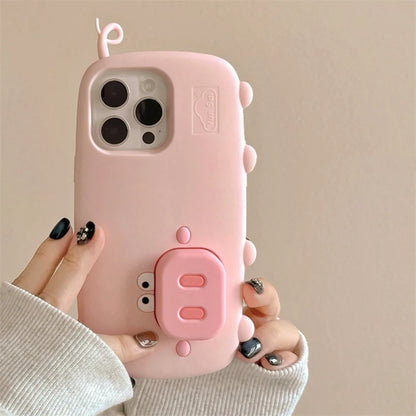 Funny Cute Pink Pig Folding Holder Stand Phone Case