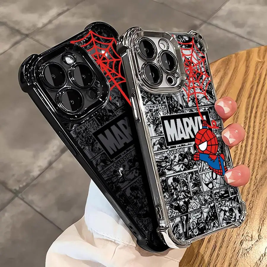 Clear Marvel Spiderman Phone Case For iPhone – Cartoon Design