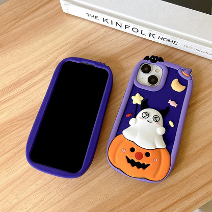 Halloween Pumpkin Ghost Soft Silicone Case Cover For iPhone