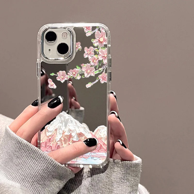 Cute Cherry Bow Mirror Phone Case For iPhone