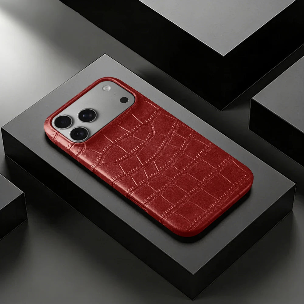Premium Crocodile Leather Case For iPhone Back Cover