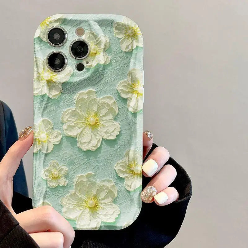 Retro Oil Painting Daisy Flowers Phone Case For iPhone