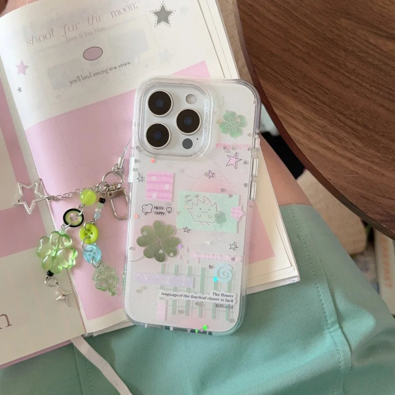 Four-Leaf Clover Pattern IMD Phone Case For IPhone