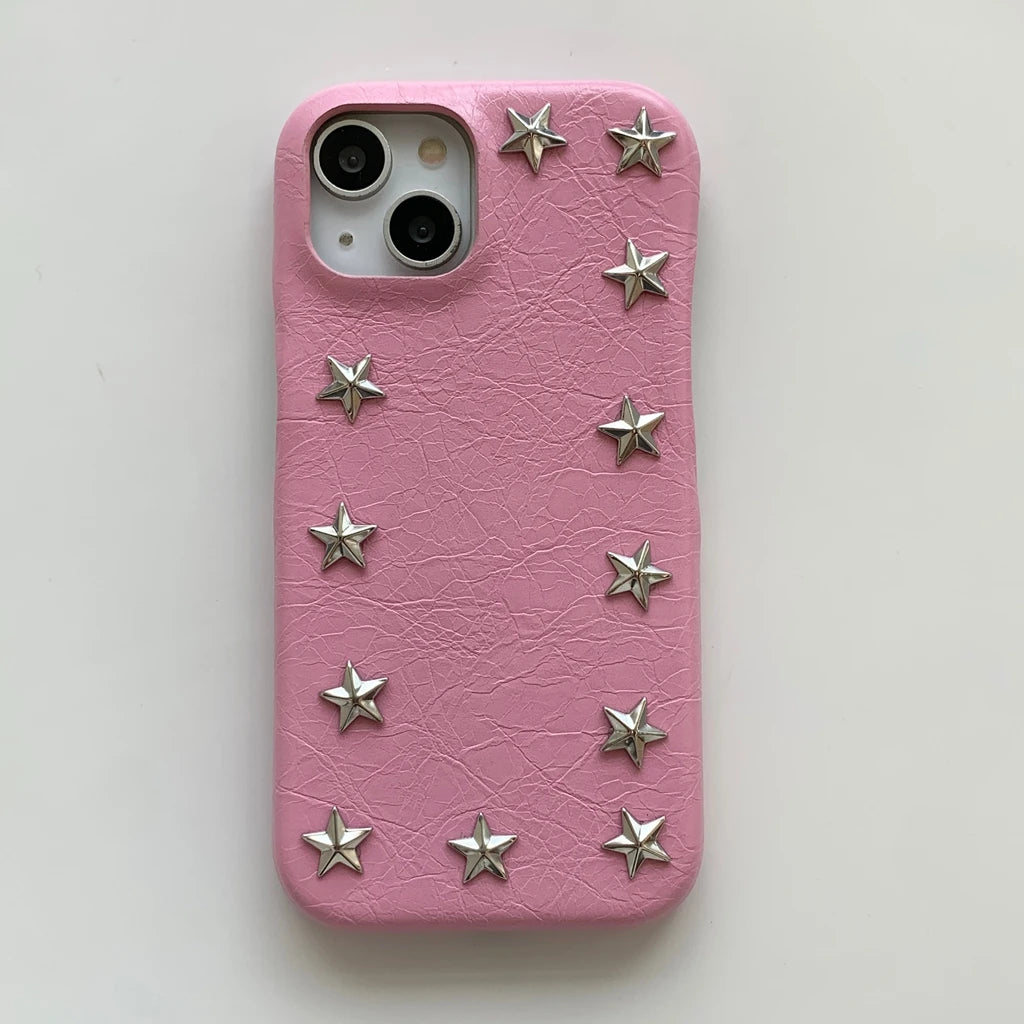 Cowboy Metal Star Leather Shockproof Case For iPhone