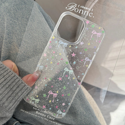 Glitter Star Bowknot Phone Case For iPhone