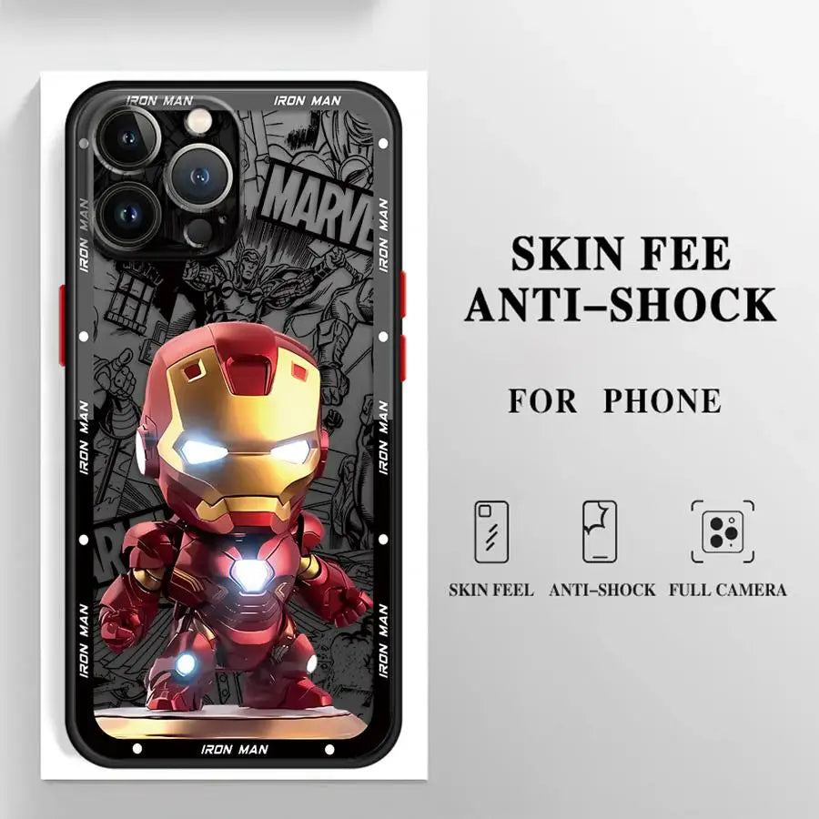 Case For iPhone Funda Back Phone Cover Marvel Sipiderman Ironman