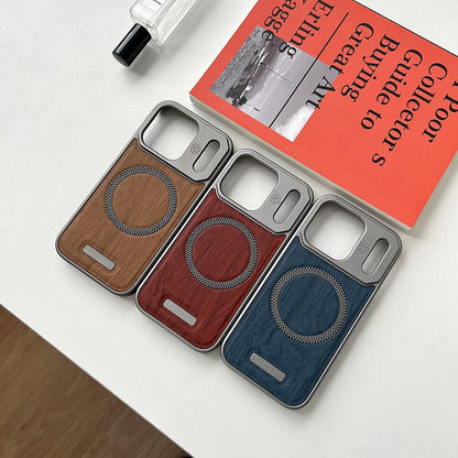 MagSafe Wood Grain Armor iPhone Case – Magnetic Wireless Charging