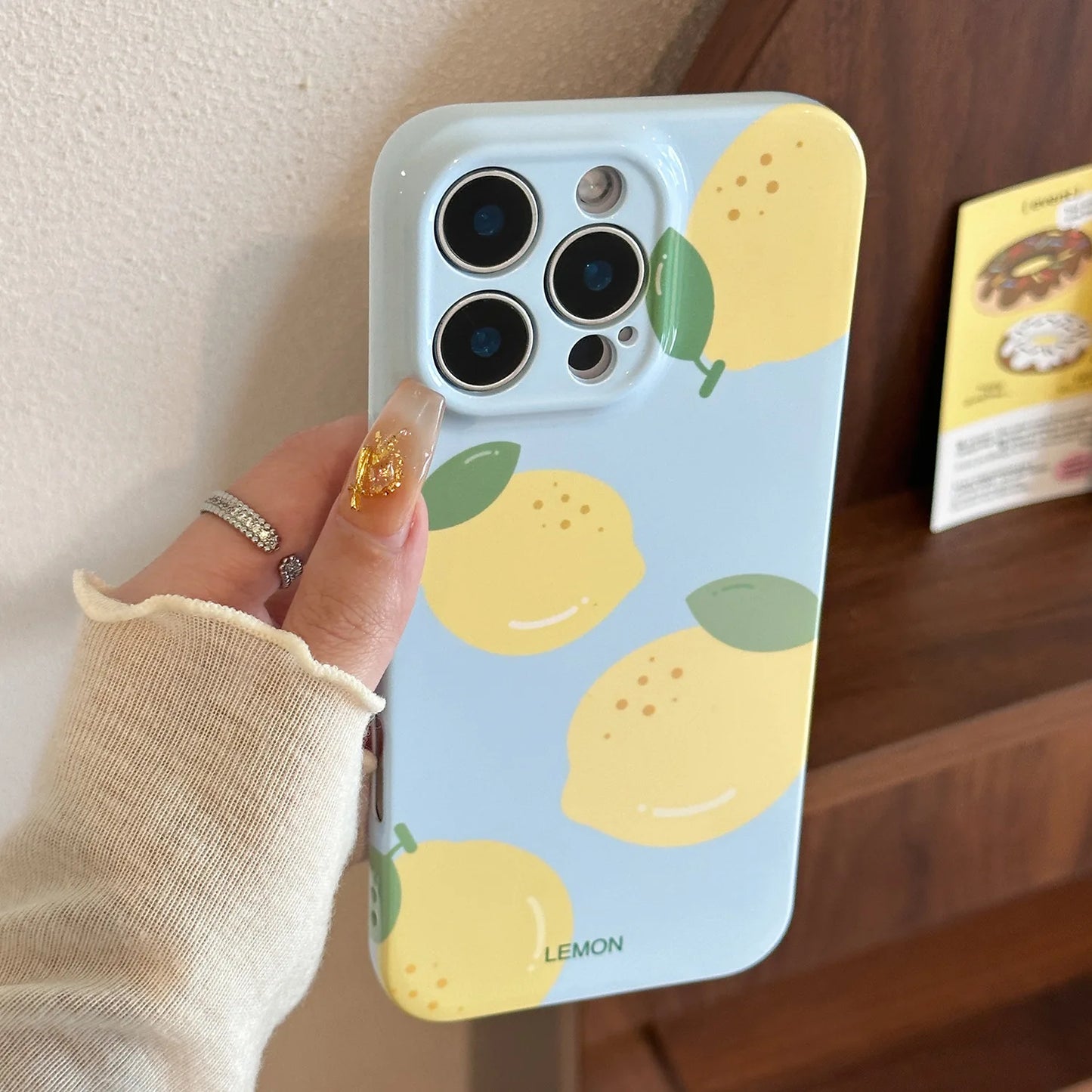 Summer Blue Refreshing Fruit Lemon Pattern Shock Proof Phone Cover Case For iPhone