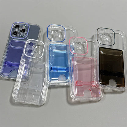 Clear Card Slot Wallet Bag Holder Stand Phone Case