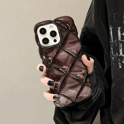 Fashion Gradient Glitter Cubes Grid Pattern Phone Case