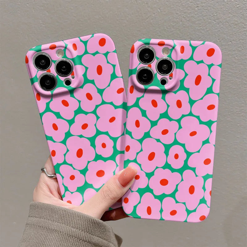 Phone Case For iPhone Flower Hard PC Bumper Cover Coque