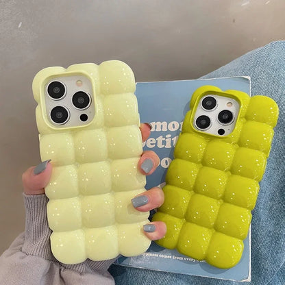 Cute Cartoon 3D Block Lattice Case For iPhone