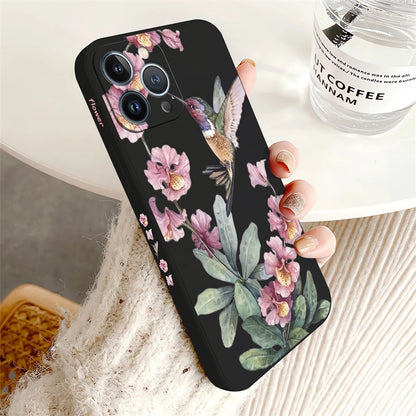 Painted Flowers Birds Phone Case For iPhone
