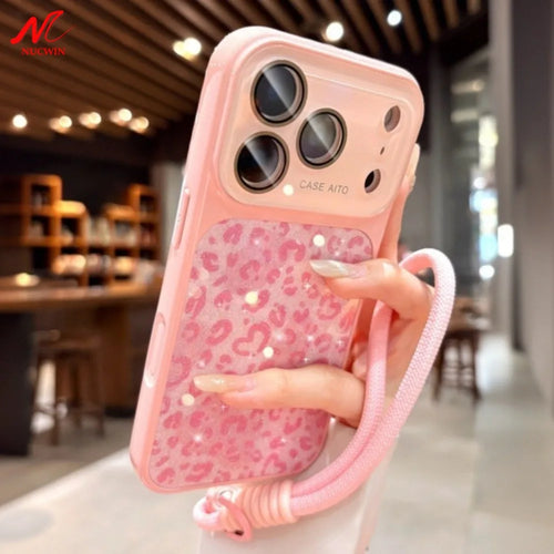 Luxury Bling Glitter Leopard Print Candy Color Case For iPhone