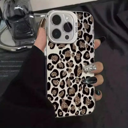 Luxury Glitter Leopard Print Case For iPhone Bling Diamond Camera Protection Soft Cover