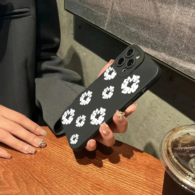 Cases iPhone Black Stylish Flower Patterned Design Phone Cover