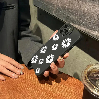 Cases iPhone Black Stylish Flower Patterned Design Phone Cover