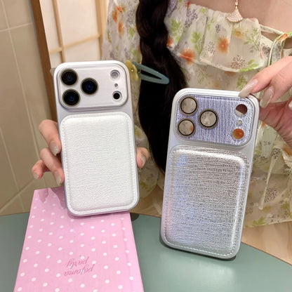 INS Minimalist Leather Phone Case For iPhone Lens Ripples Shockproof Acrylic Cover