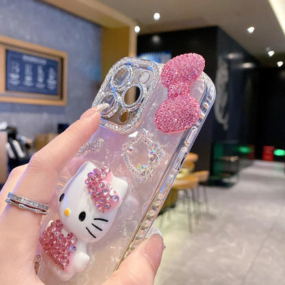 3D Cute Cartoon Glitter iPhone Case with Sparkle Design