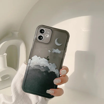 Moon Night Cloud Scenery Transparent Phone Case For iPhone