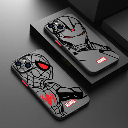 Funda Back Phone Cover Case For iPhone Marvel Spider Man Iron Man