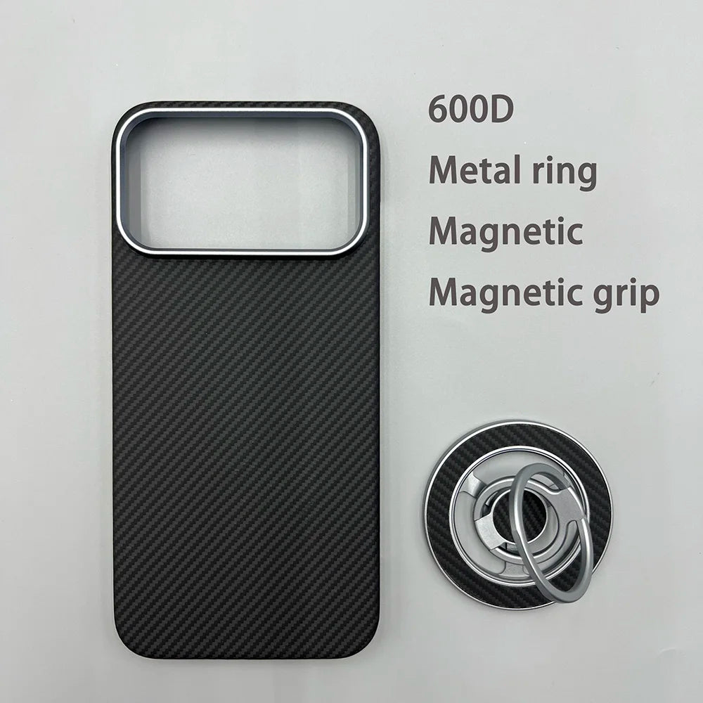 Carbon Fiber Kevlar Aramid Fiber Hard Shell Lightweight Business Black Protective Cover For iPhone