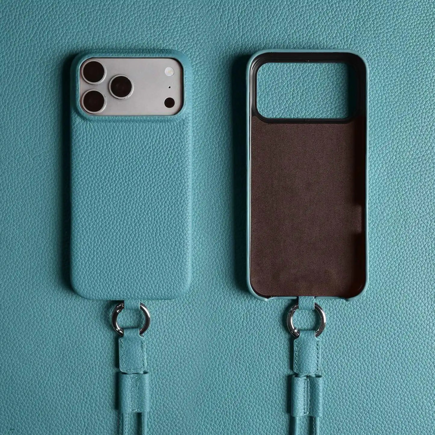 With Lanyard Genuine Leather Case For iPhone