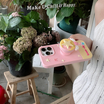 Cartoon Moon Star Magic Wand Bracket Soft Silicone Phone Case