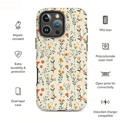 Pastel Cottage Floral Magnetic 2 In 1 Shockproof Case For iPhone Compatible With Magsafe Cover