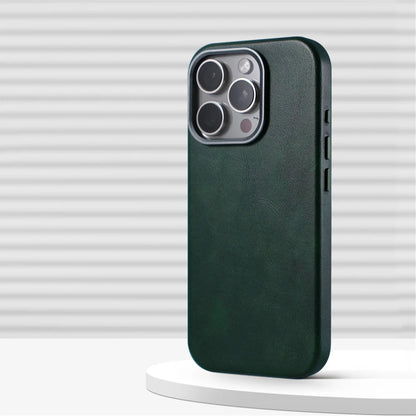 Luxury Retro Leather MagSafe iPhone Case with Magnetic Alloy Lens Cover