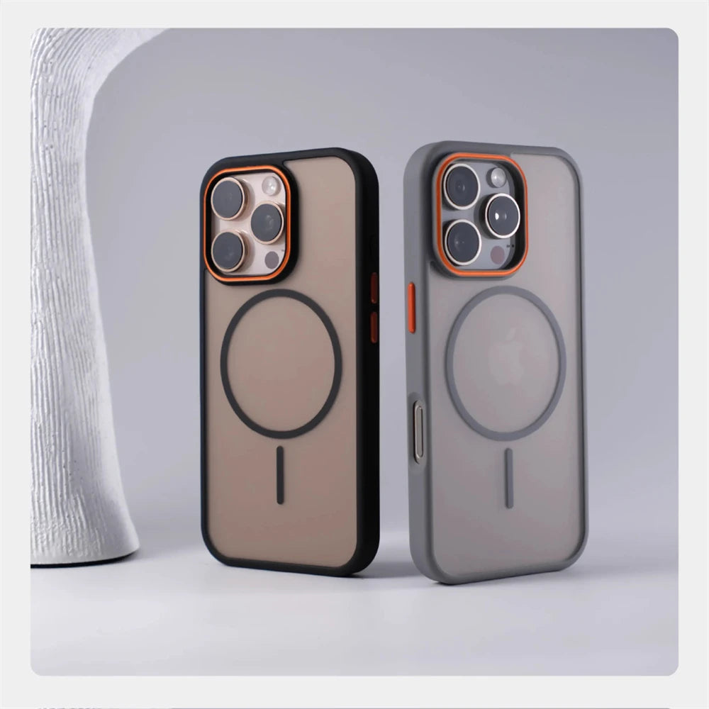 Luxury Matte Translucent MagSafe iPhone Case – Magnetic Shockproof Cover