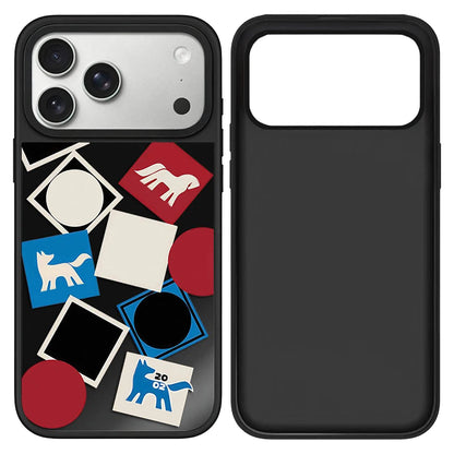 Line Graffiti Animals Black Mirror Surface Magnetic Phone Case For iPhone