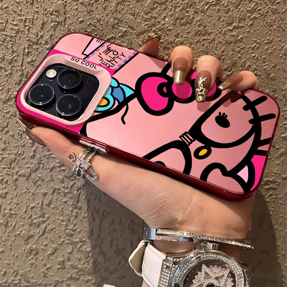Sanrio Cartoon Hello Kitty Phone Case For iPhone Matte Laser Cover