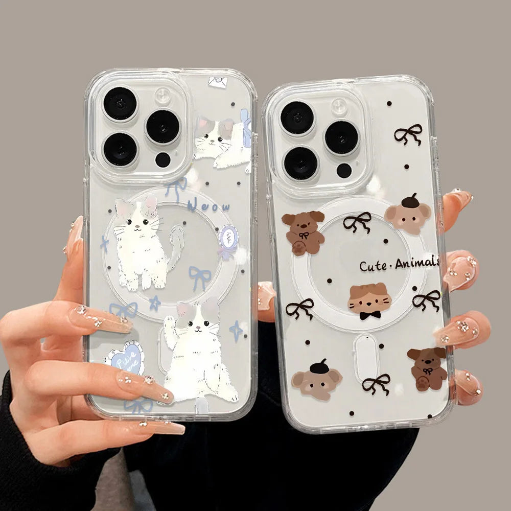 Cute Cat MagSafe Magnetic Clear Phone Case