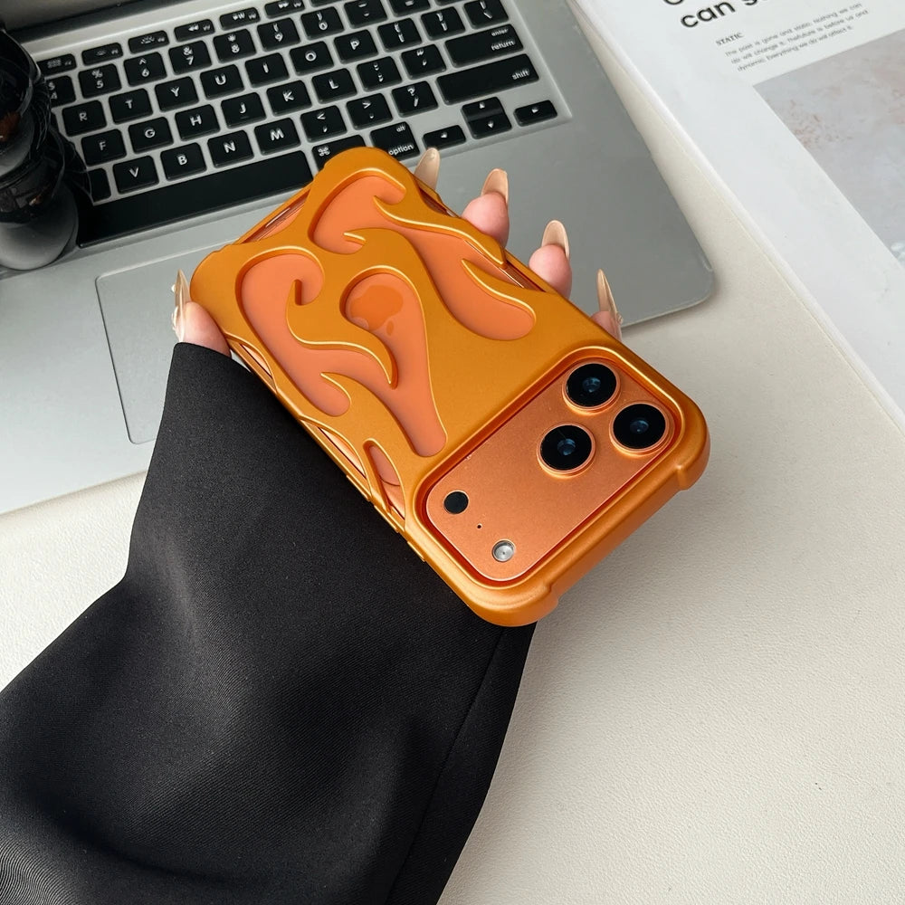 3D Flame Pattern Hollow Phone Case For iPhone Slim Shockproof Back Cover Fashion Soft TPU