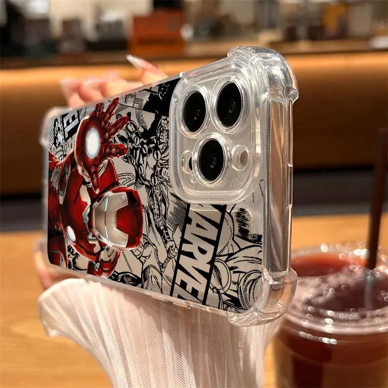 Marvel Hero Iron Man Clear Case For iPhone Shockproof Phone Cover