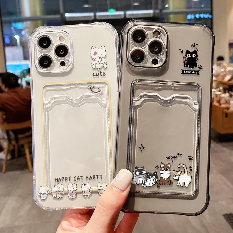 Soft Card Slot Bag Holder Phone Case For iPhone