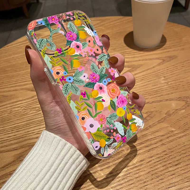 Clear Phone Cases Fundas Flower Soft Back Cover For iPhone