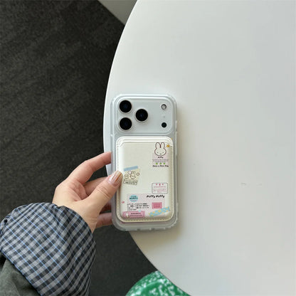 Korean Cute Rabbit MagSafe Card Holder iPhone Case