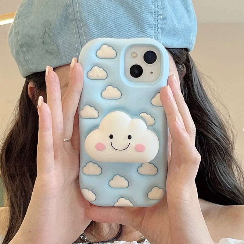 Cartoon Cute Cloud Folding Stand Holder Phone Case
