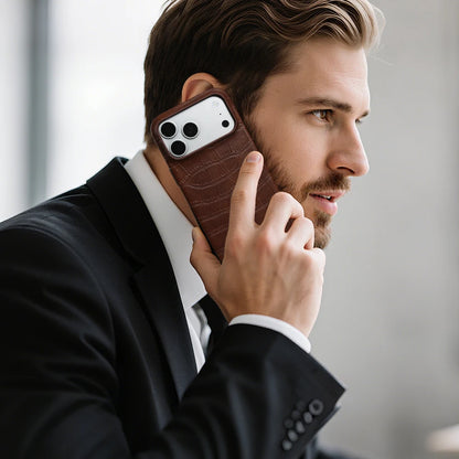 Premium Crocodile Leather Case For iPhone Back Cover