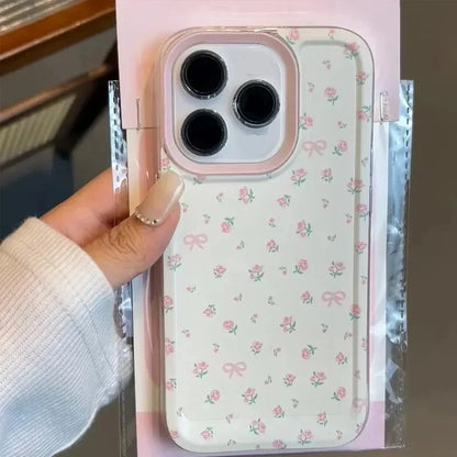Transparent Pink Little Flowers Soft Case For iPhone