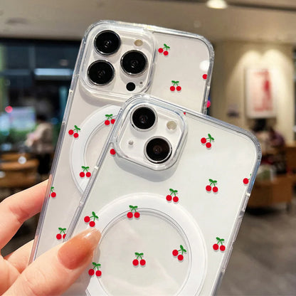 For Magsafe Wireless Charger Case For iPhone Air Cute Cherry Print Phone Cover