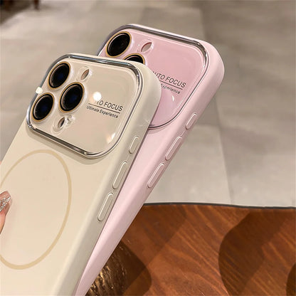 Advanced Liquid Phone Case For iPhone Magnetic Charging Glass Lens Protective Cover Silicone Couple Set