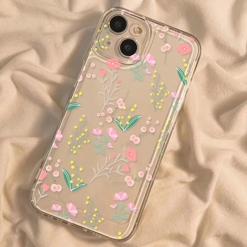 Clear Phone Cases Fundas Flower Soft Back Cover For iPhone